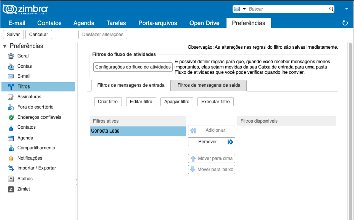 Acesse os filtros